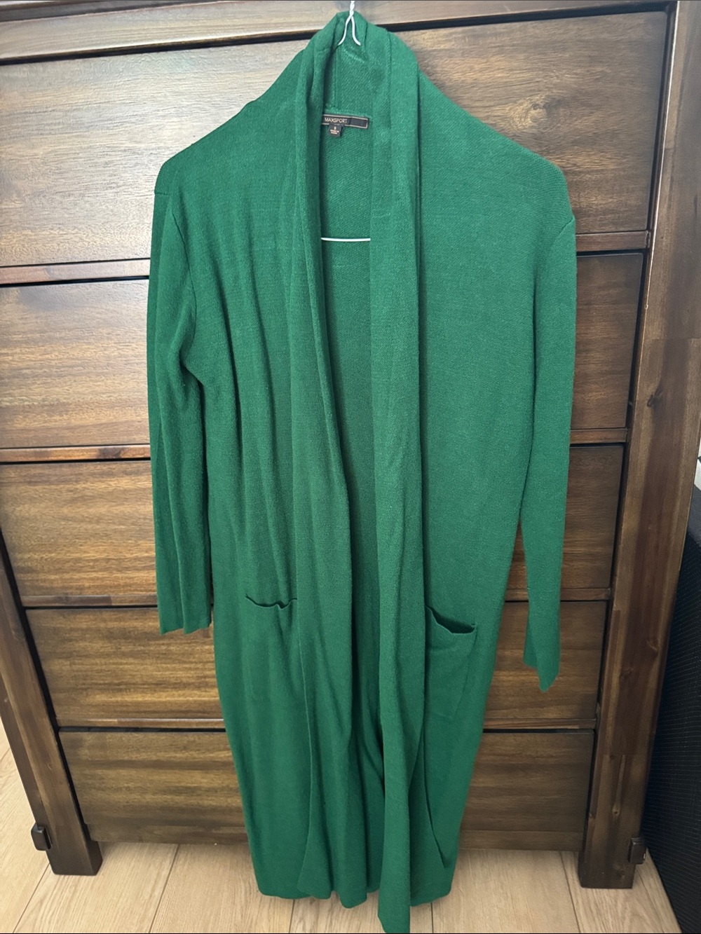 Elegant Forest Green Open-Front Long Cardigan Sweater